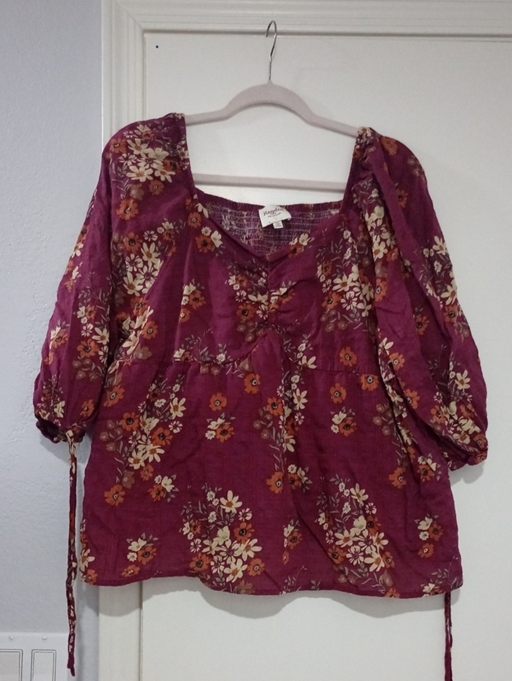 Hayden Plum Floral Peasant Tunic Size 1XL